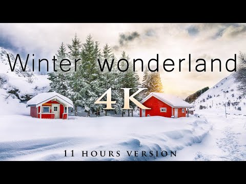 [4K] 11 Hours of Winter Wonderland + Calming Piano Music for Relaxation, Stress Relief [UHD]