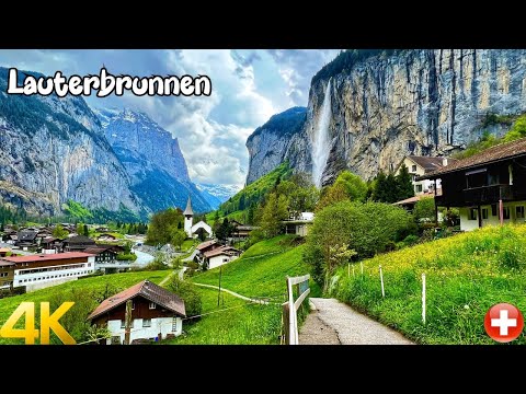 Lauterbrunnen, Switzerland walking tour 4K - A paradise on Earth - The most beautiful village