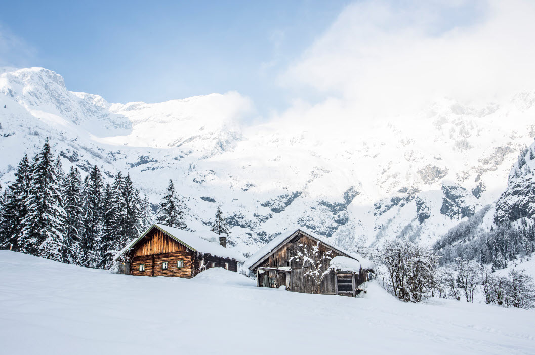 Snowfall in Zermatt Switzerland and Mattervispa, Winter Snow Walk and City Sounds