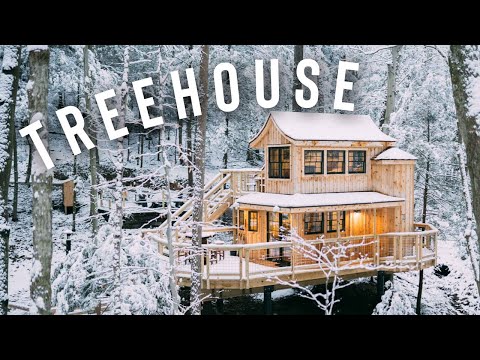 *SNOWY* TREEHOUSE CABIN FULL TOUR! | The Beech Treehouse