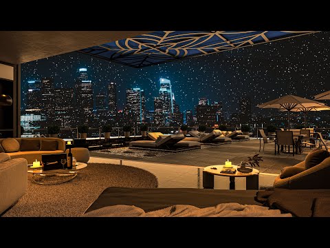 Beautiful Night in Los Angeles - 4K Cozy Apartment - Late Night Mood Jazz For Relax, Study & Work.