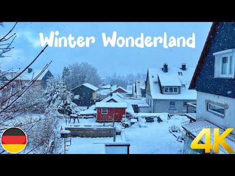 Snowy walk in winter wonderland 4K - Braunlage, Germany, a Beautiful town in the Harz