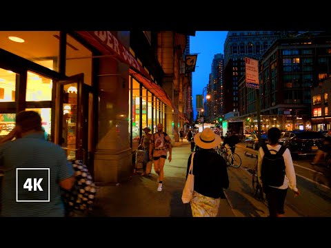 NEW YORK at Dusk, Walking Tour of Manhattan. 4K video NYC