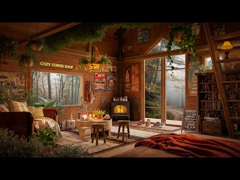 Soft Rainy Jazz at the Cozy Coffee Shop Ambience | Warm Jazz Music for Study, Work and Relax