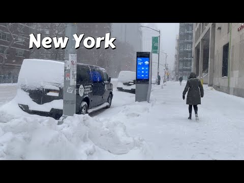 Walking In Snow 4k - Snowfall Times Square NYC Winter Manhattan New York City