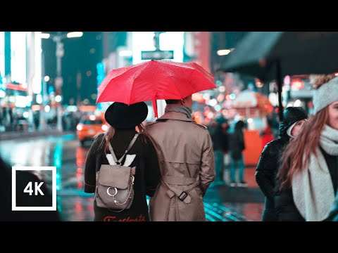 Walking in Heavy Rainstorm in NYC (Umbrella Rain Binaural Sounds For Sleep and Study) 4k ASMR