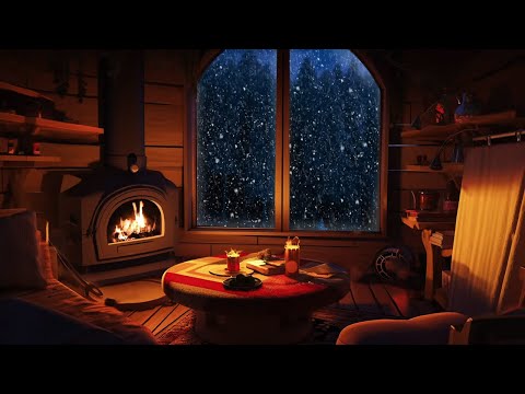 Deep sleep in the winter hut | Snowstorm, Breathtaking View winter wonderland and Crackling Fire