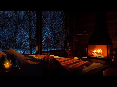 Feel the winter wonderland | Comfortable fireplace sound | Enchanting Cabin Views | Snow storm ASMR