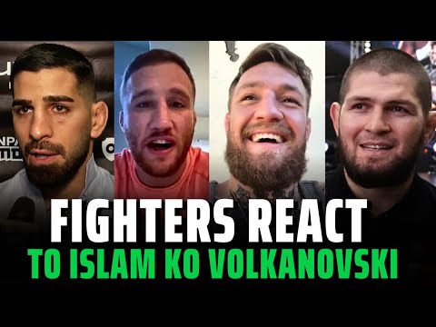 Fighters react to Islam Makhachev Knocks Out Alex Volkanovski #UFC294