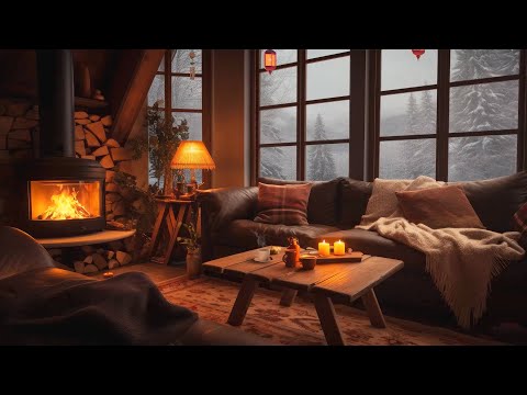 Winter Cabin Ambience under Snowstorm❄🌨Snow, Blizzard & Howling Wind