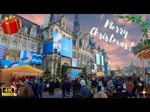 ✨ Magical Christmas Markets in Paris | Walking Tour by Hotel de Ville, Notre Dame and Saint Michel 🎄