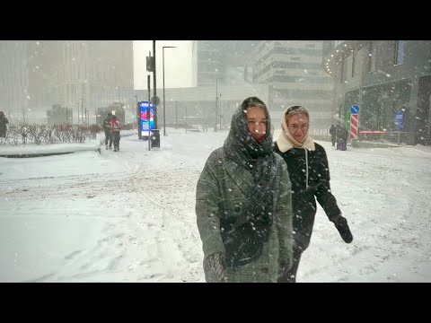 [4K] Moscow City ❆ Moscow Hit by Snow Storm. Virtual Walking Tour