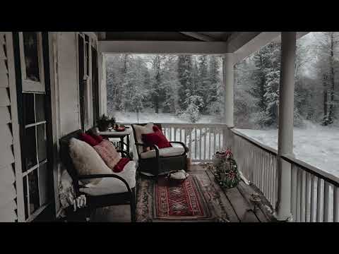 Cozy Winter Jazz ❄️ Smooth Instrumental Jazz 🎹 4K Snowfall on Relaxing Patio ✨