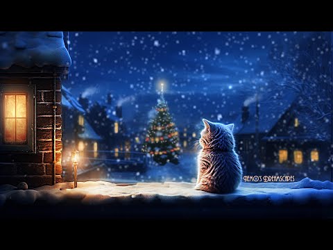 A Snowy Night in Winter Wonderland 🎄 Christmas Oldies playing in another room w/ crackling fire ASMR