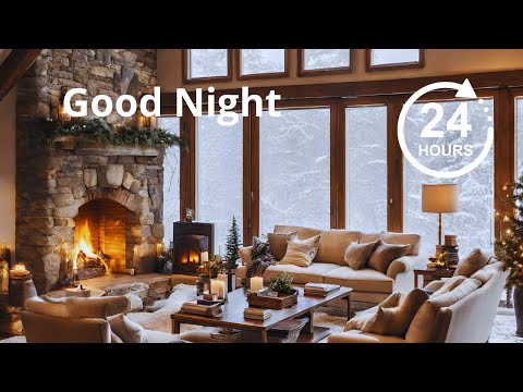 Cozy Christmas Ambience Snowfall Night for Studying | Relaxing Yuletide Ambiance in 4K
